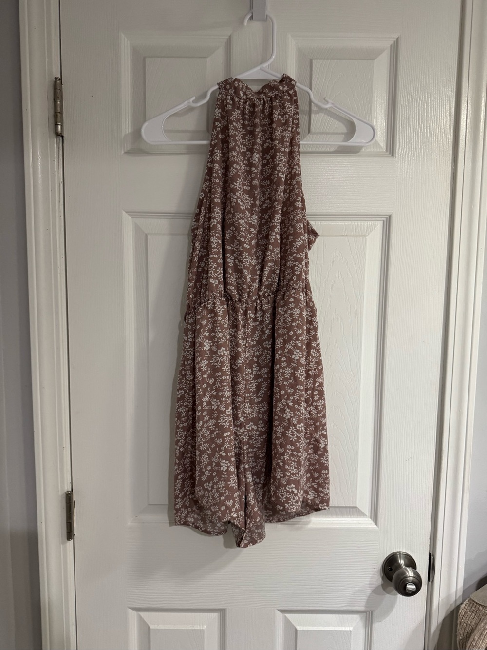 Mauve Floral Halter Romper